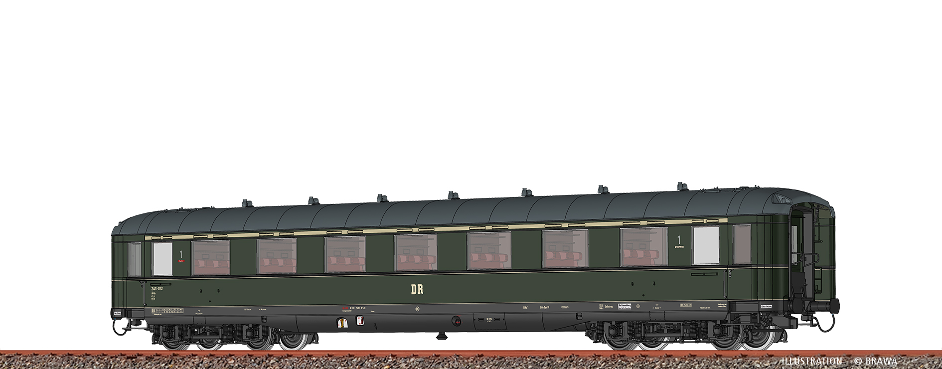 Brawa 51069 Personenwagen A4üe DR 1:87 Spur H0 DC+ LED NEU