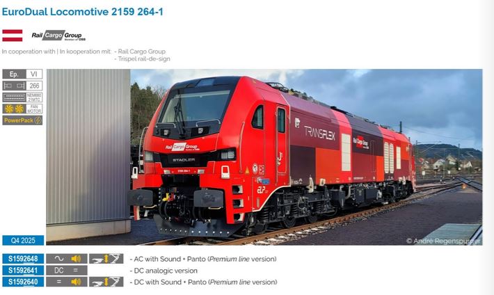 Sudexpress S1592640 Rail Cargo Group 159 264 DCC Sound + Servos