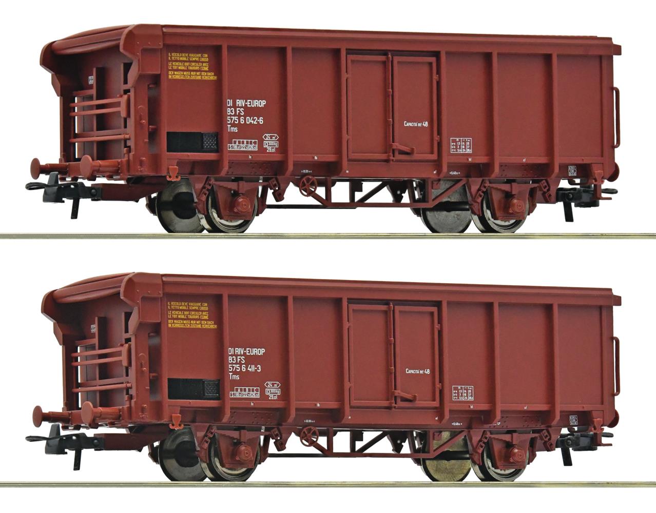 Roco 6600082 2-tlg Set Rolldachwagen FS 1:87 Spur H0 DC Neu OVP