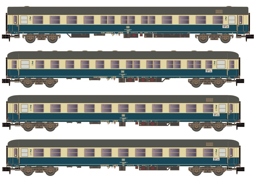 Hobbytrain H22207 4er Set Personenwagen DB Turnus Ferienzug Set 2 Spur N