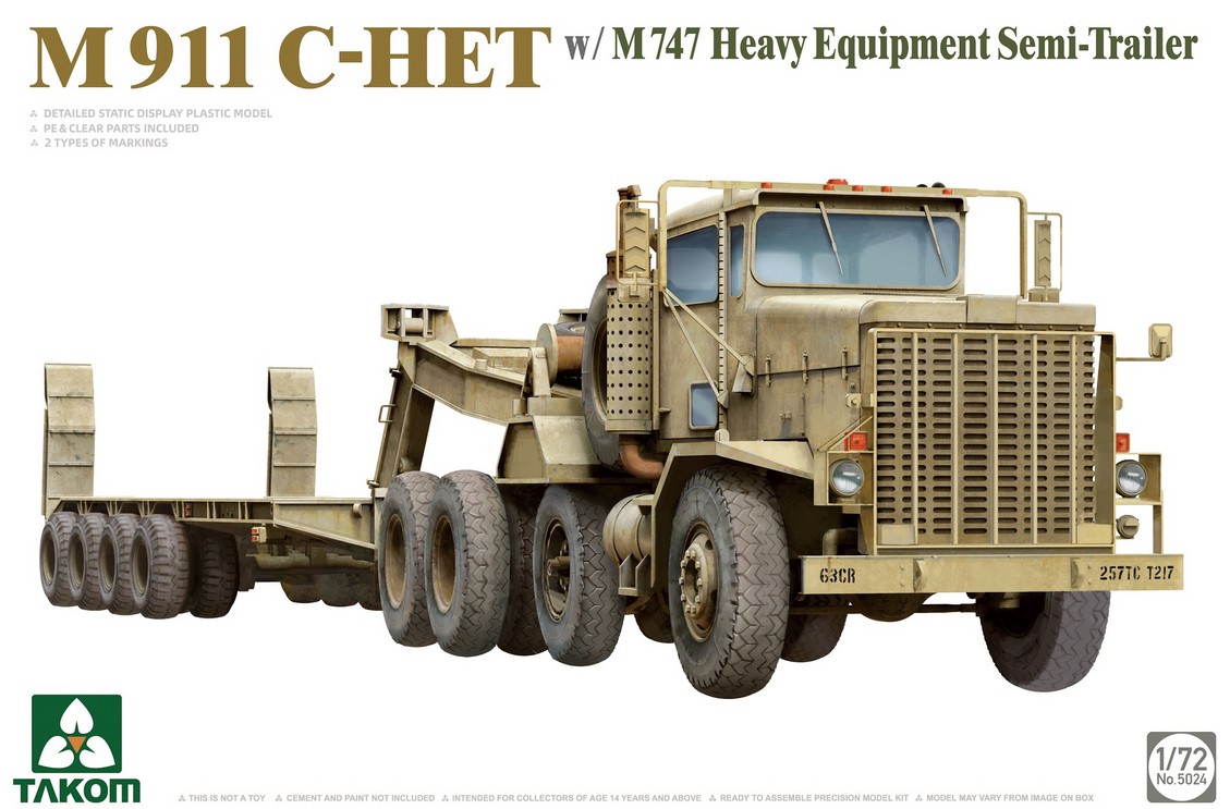 Takom 5024 M911 C-HET w/M747 Heavy Equipment Semi-Trailer 1:72