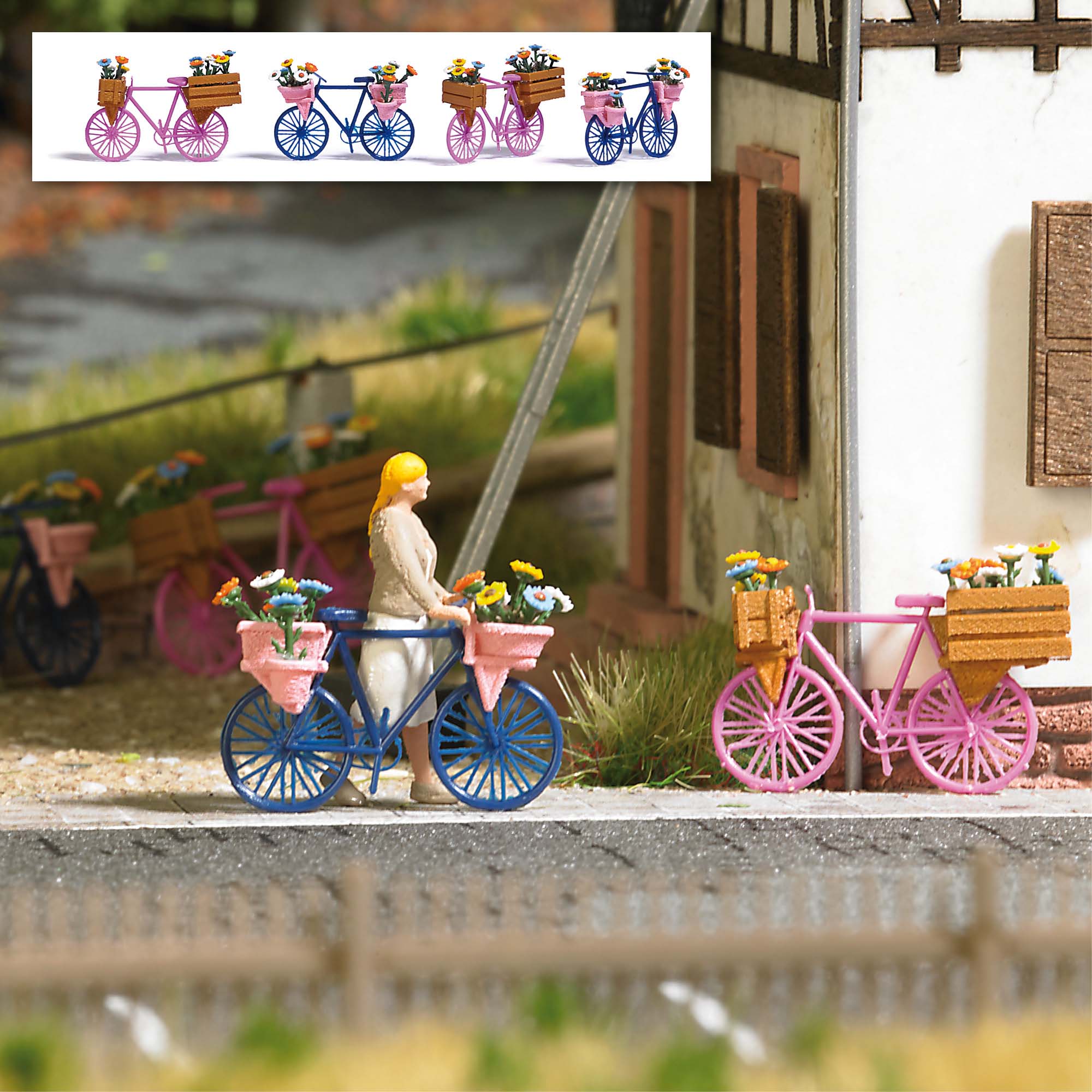 Busch 1820 Blumen-Fahrräder 1:87 Spur H0 Bausatz Neu OVP