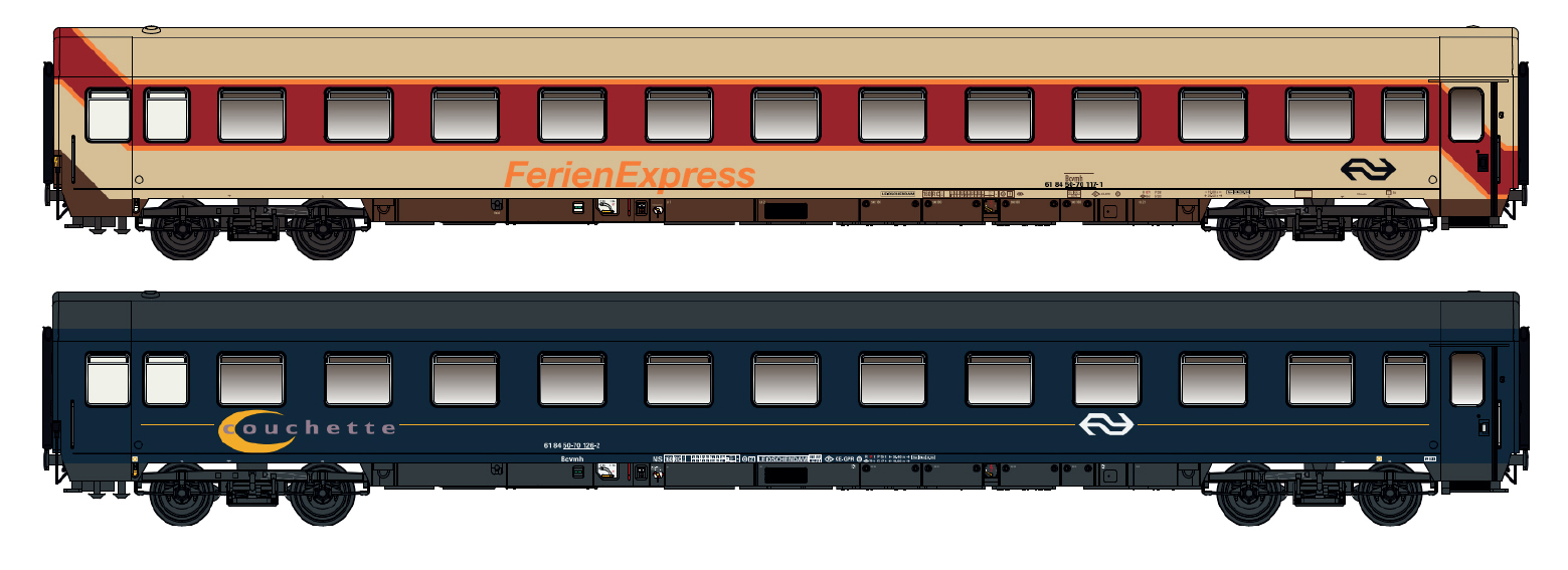 LS Models 96029N 2er Set Liegewagen Bcvmh NS, ex TUI-Wagen Spur N