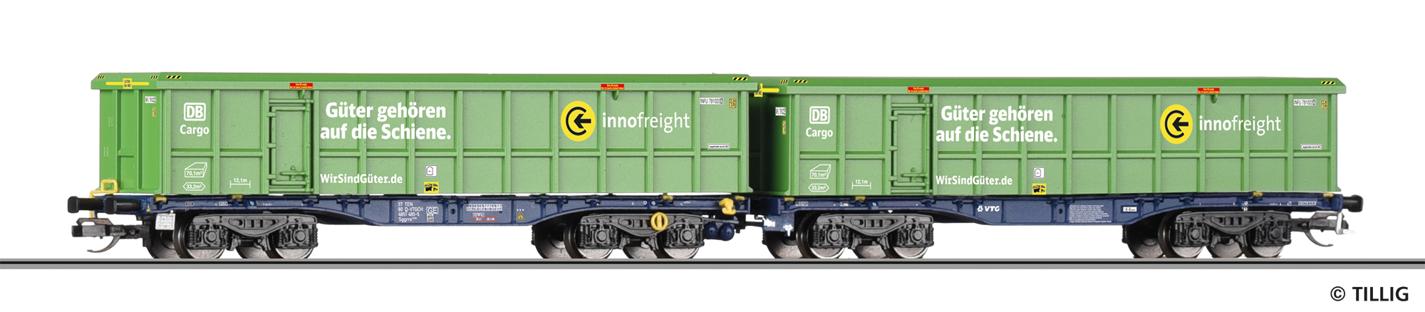 Tillig 15082 Doppeltragwagen InnoWaggon der VTG