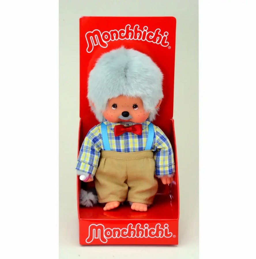Monchhichi 233140 Plüschfigur Großvater mit Hemd und Hose grau 20 cm