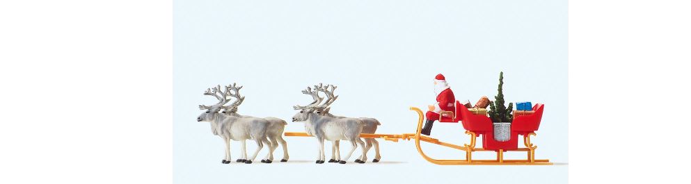 Preiser 30399 Weihnachtsmann-Schlitten mit 4 Rentieren