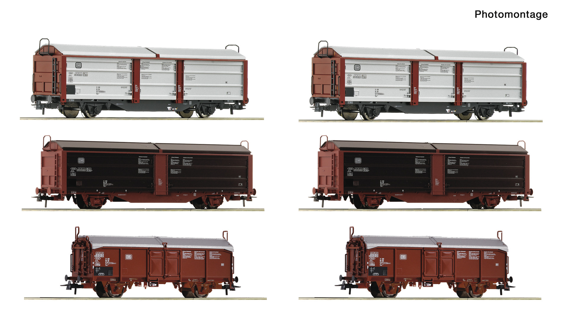 Roco 6600339 Display: Rangierbahnhof/Schiebedach-/Schiebewandwagen 6-tlg.