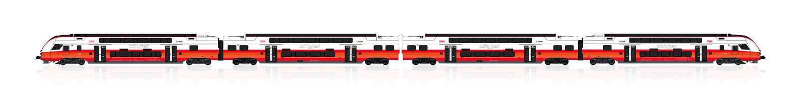 Jägerndorfer 44002 Triebzug Rh 4734 KISS, 4-tlg. ÖBB Cityjet, Ep.VI Spur H0