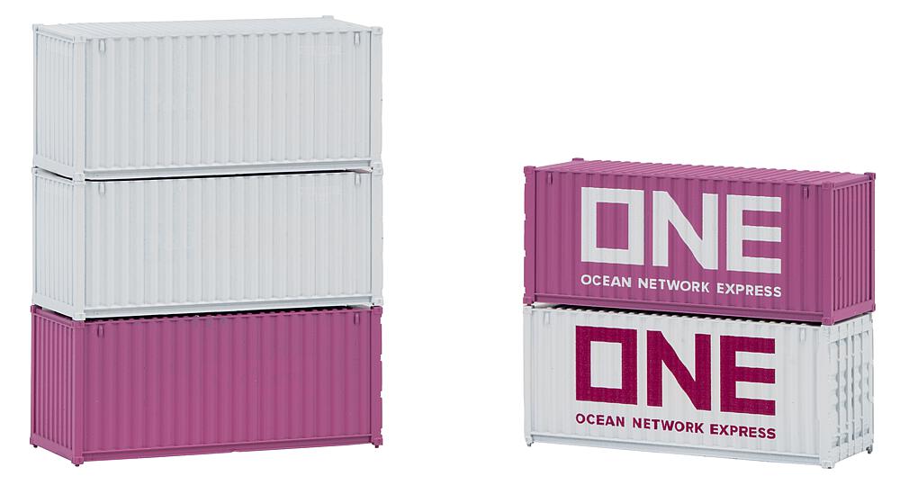 Faller 182052 20' Container ONE, 5er-Set, H0 1:87, Ep. VI, NEU OVP