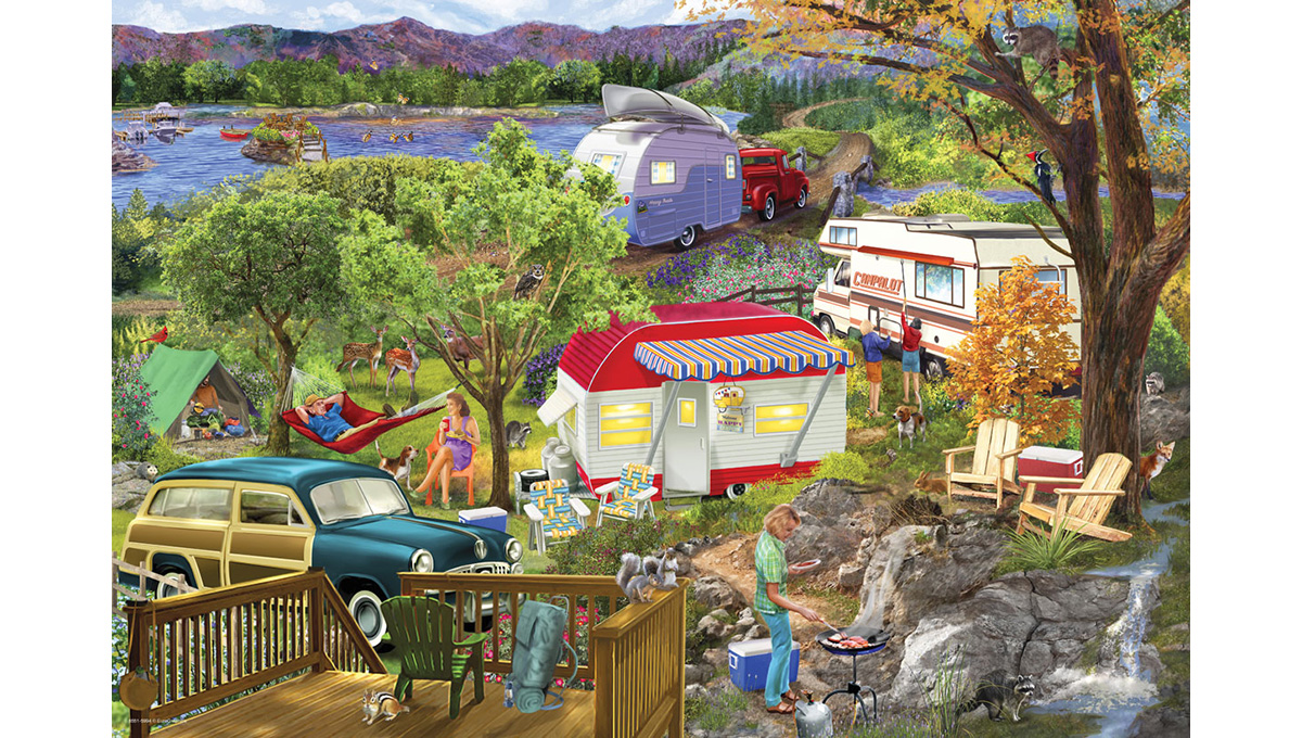 EUROGRAPHICS 8551-5994 Camping-Anhänger-Blechdose 550 Teile Puzzle NEU OVP