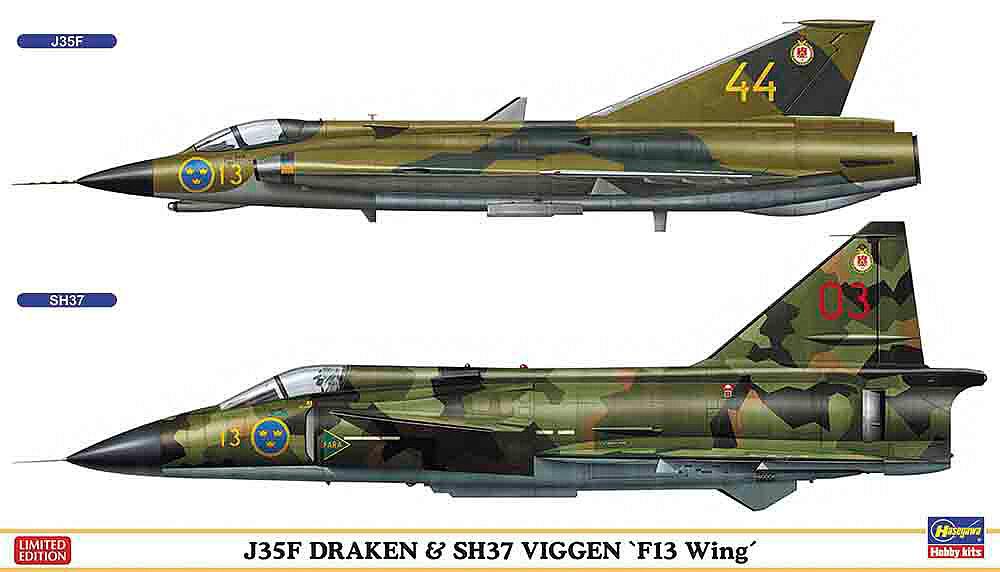 Hasegawa 02281 1/72 J35F Draken & SH37 Viggen F13 WingF13 Wing