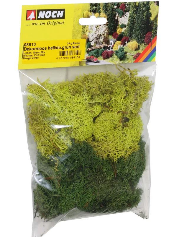 Noch 08610 Dekormoos hell- und dunkelgrün sortiert 35 g Beutel