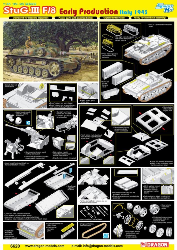 Dragon 6620 StuG. III F/8 Early Production Italy 1943 1:35 Bausatz