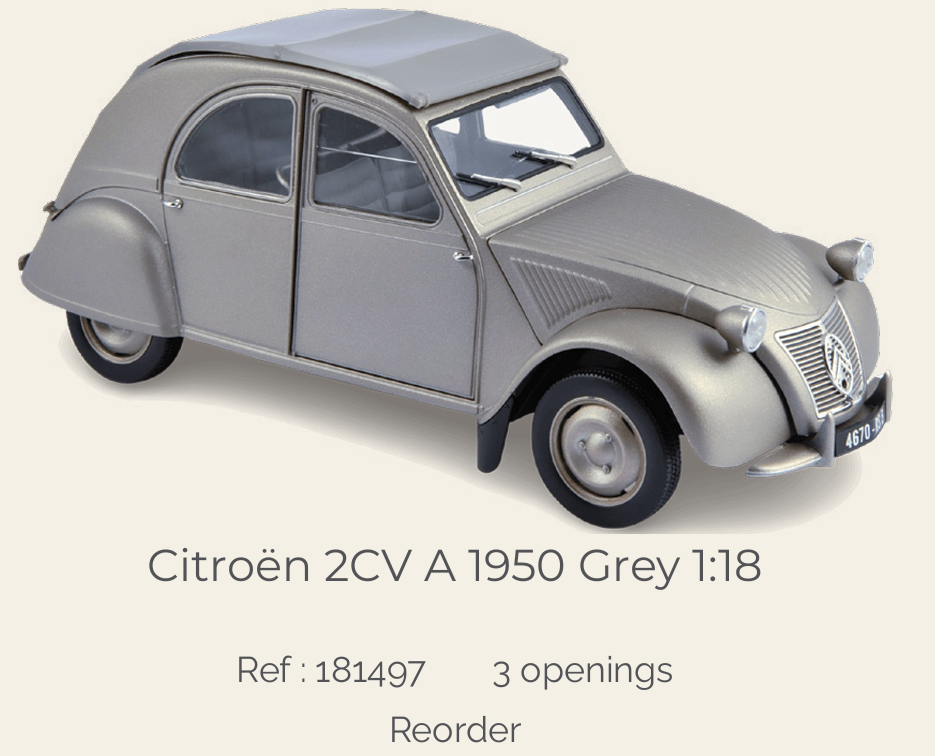 Norev 181497 Citroën 2CV A 1950 Grey 1:18 (Reprod 2027)