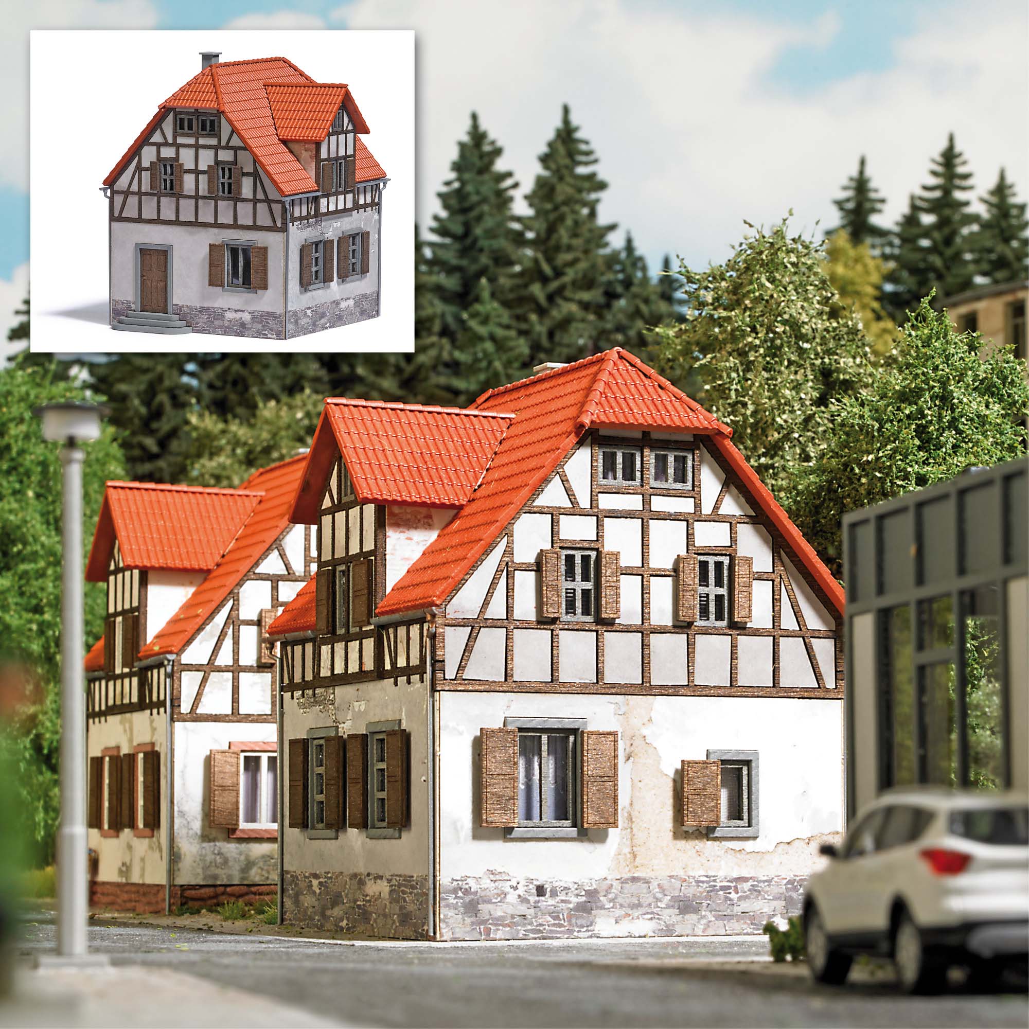Busch 1907 Verwittertes Wohnhaus - Spur H0 - Bausatz - Neu - OVP