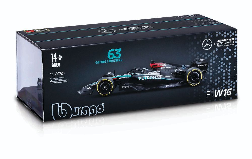 Bburago 18-28063 F1 Mercedes AMG W15 E 2024 #63 Russell mit Helm 1:24