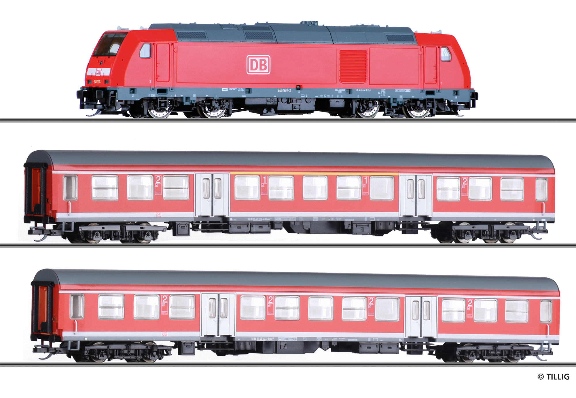 Tillig 01505 Einsteiger-Set: Reisezug der DB AG, bestehend aus Dieselloko