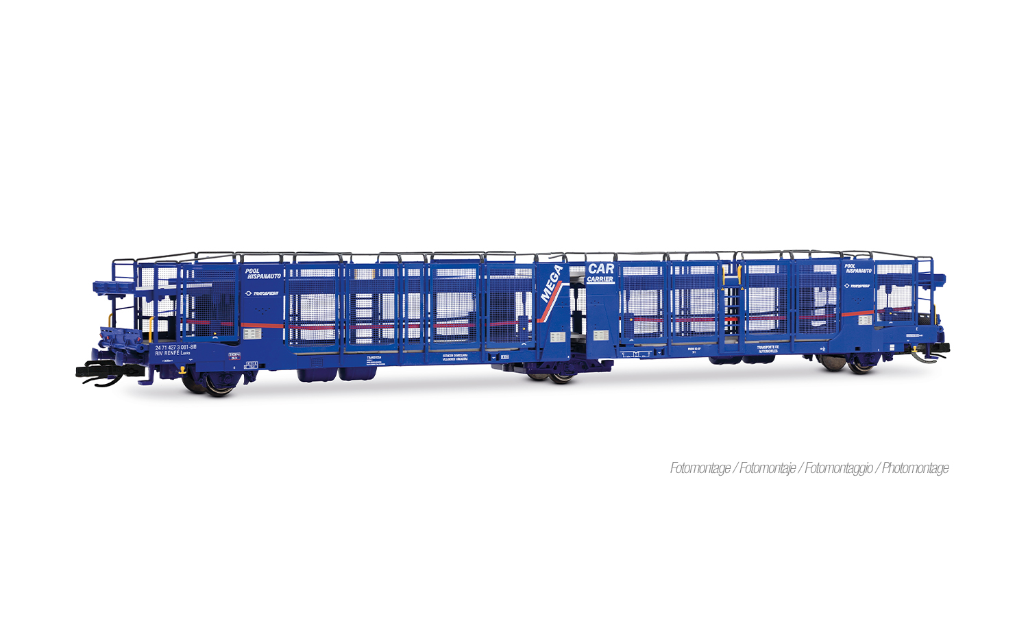 Arnold HN9769 Transfesa, 3-achs. Autotransportwagen „Mega Car Carrier”, bl