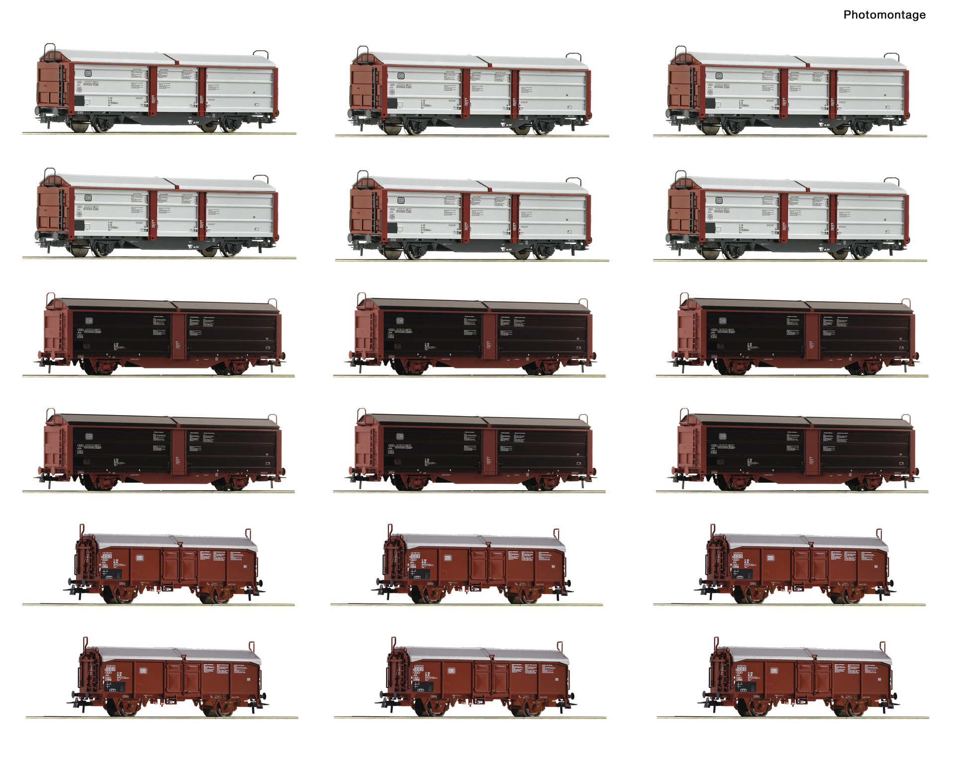 Roco 6600340 Display: Rangierbahnhof/Schiebedach-/Schiebewandwagen 18-tlg