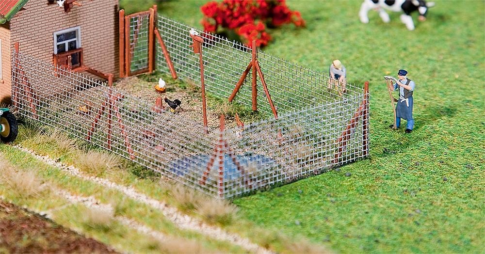 Faller 180414 Maschendrahtzaun mit Holzpfosten, 340 mm 1:87 Spur H0 Neu OV
