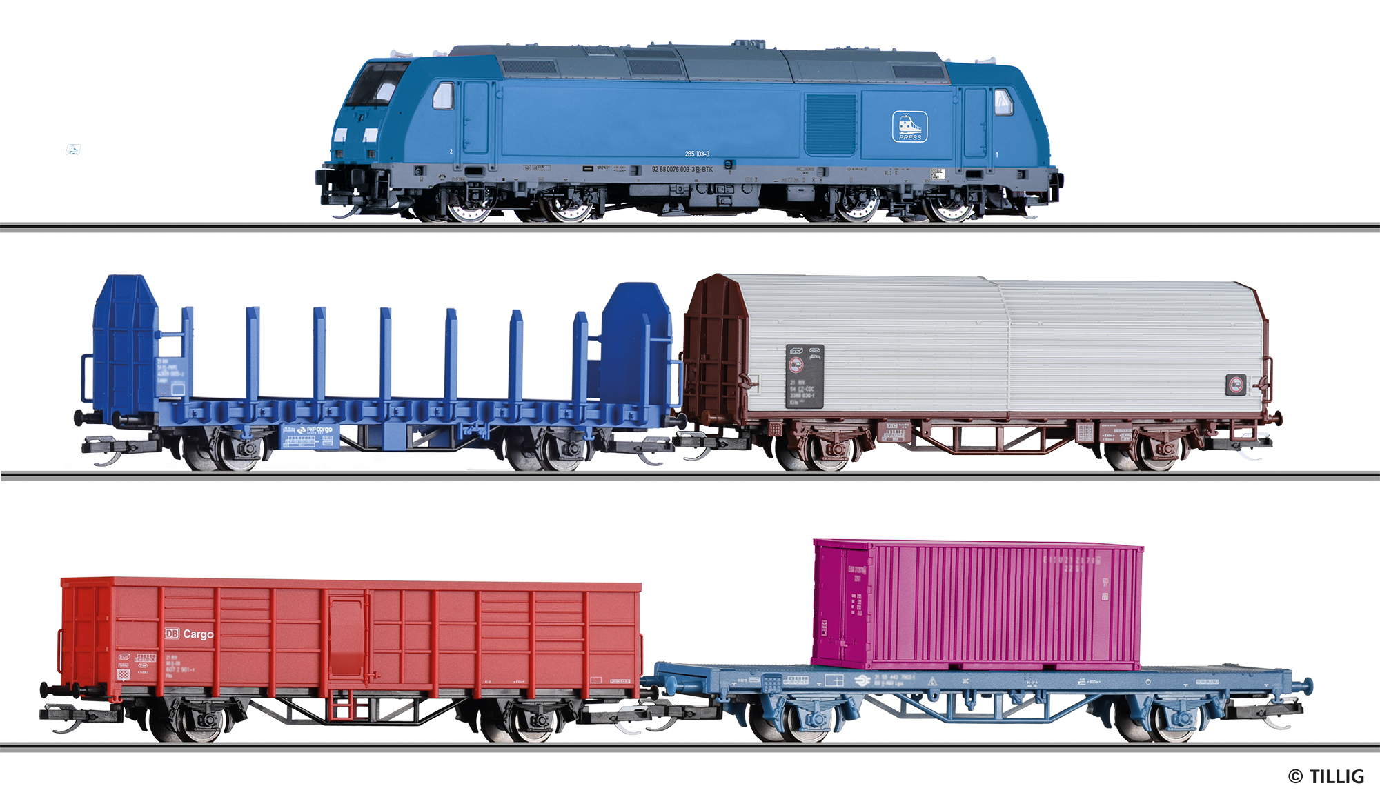 Tillig 01507 Einsteiger-Set: Internationaler Güterzug, bestehend aus Dies
