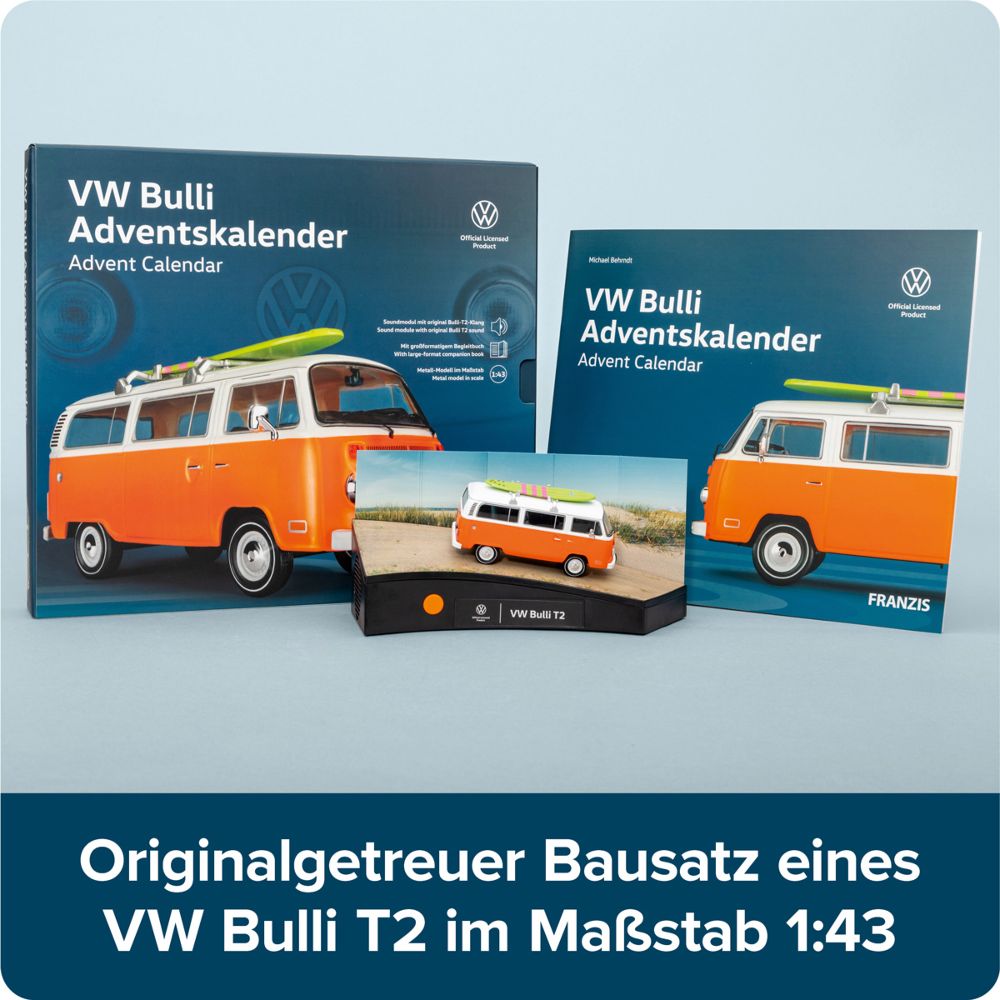 Franzis 67223 VW Bulli T2 Orange Adventskalender 1:43 Bausatz NEU