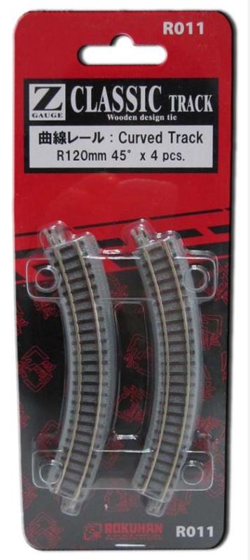 Rokuhan R011 Gleis gebogen R120-45° 4 Stück 1:220 Spur Z Neu OVP