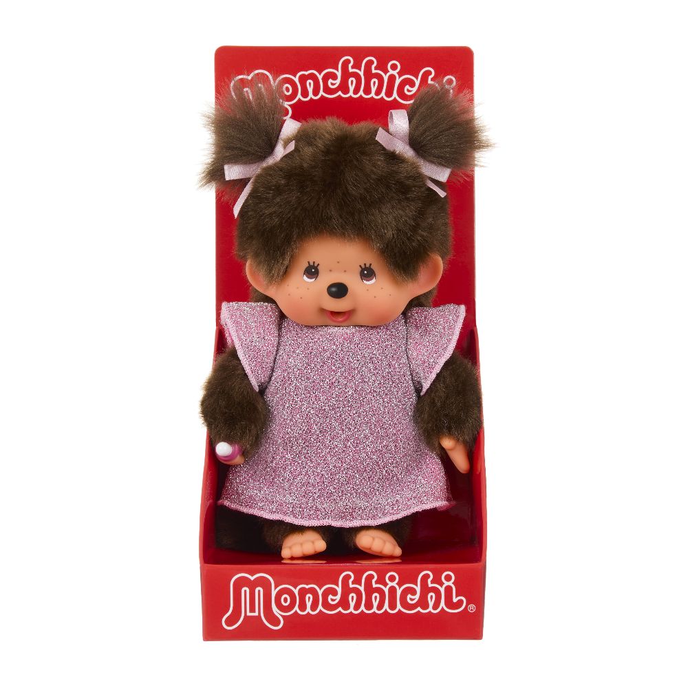Monchhichi 204052 Plüschfigur Glitter Dress Girl pink 20 cm Stoff NEU