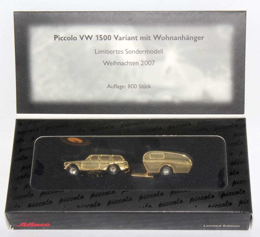 Schuco Weihnachten 2007 PKW VW 1500 Variant mit Wohnanhänger - 1:90