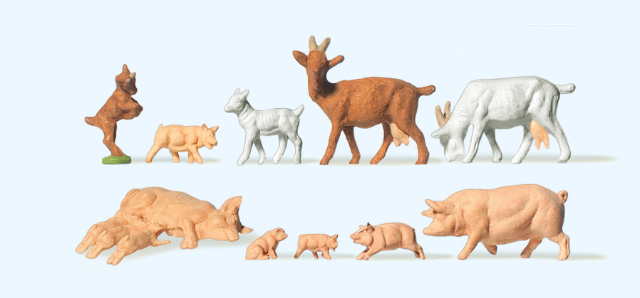 Preiser 14162 Ziegen und Schweine 1:87 Spur H0 Neu OVP Tiere