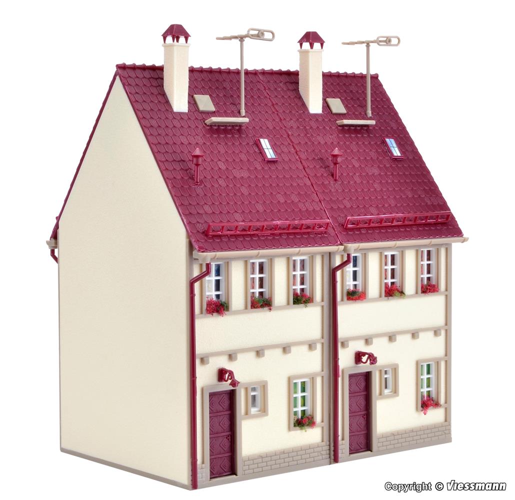 Vollmer 43843 Reihen-Doppelhaus, beige - Spur H0 - Bausatz - Neu