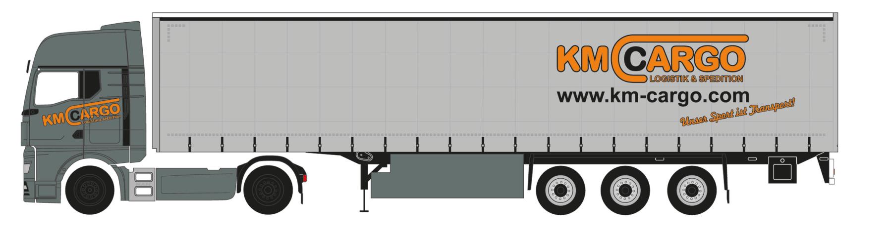 Herpa 952361 MAN TGX GX Gardinenplanen-Sattelzug KM Cargo 1:87