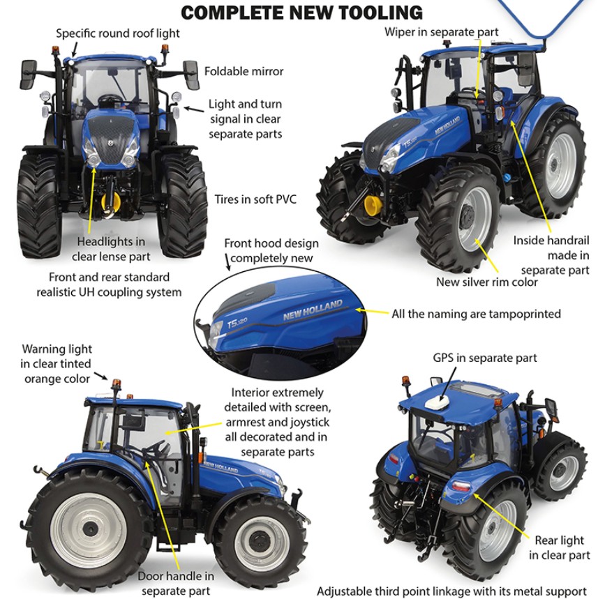 Universal Hobbies UH7202 New Holland T5.120 - 2025 1:32 Spur 1 Standmodell