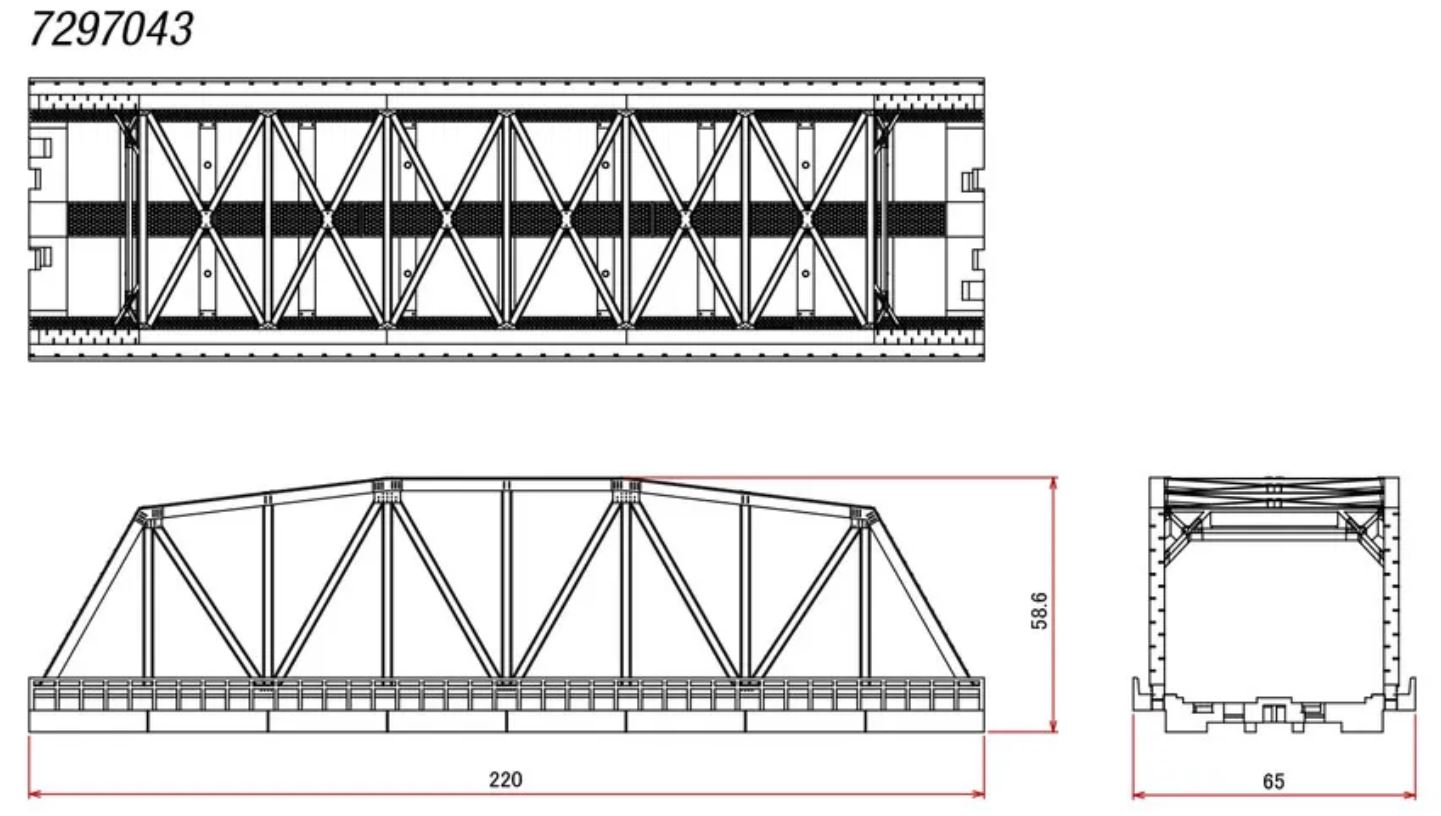 Rokuhan R043 Kastenbrücke 2-gleisig 220 mm dunkelgrün Spur Z Neu