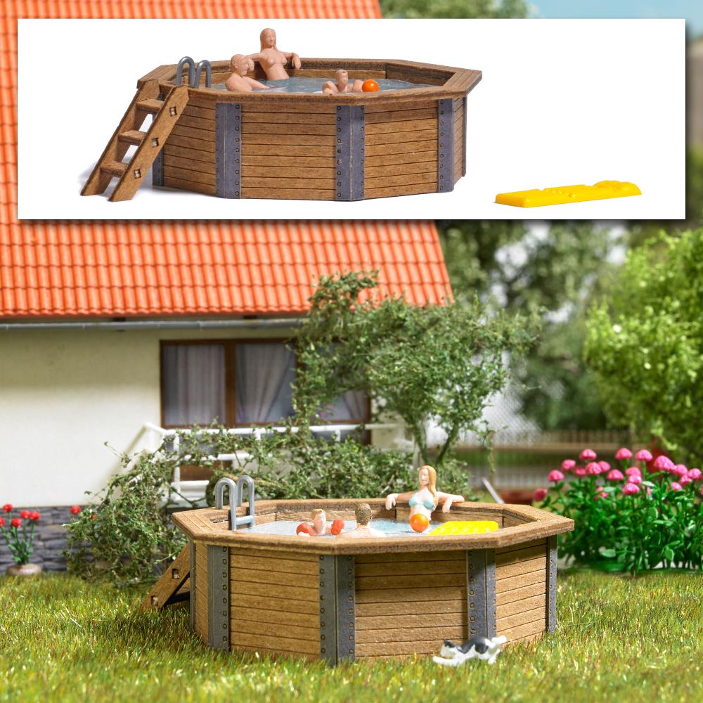 Busch 1832 Gartenpool mit Familie 1:87 Spur H0 Bausatz Neu OVP
