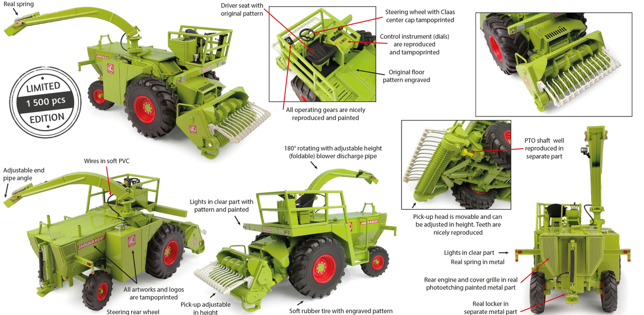 Universal Hobbies UH6772 Claas Jaguar 80 SF with pick-up head 1:32 Spur 1 NEU