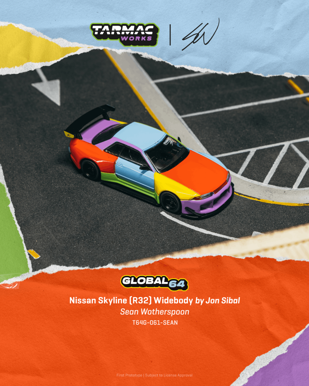Tarmac Works T64G-061-SEAN 1:64 NISSAN GT-R (R32) SEAN WOTHERSPOON 2025