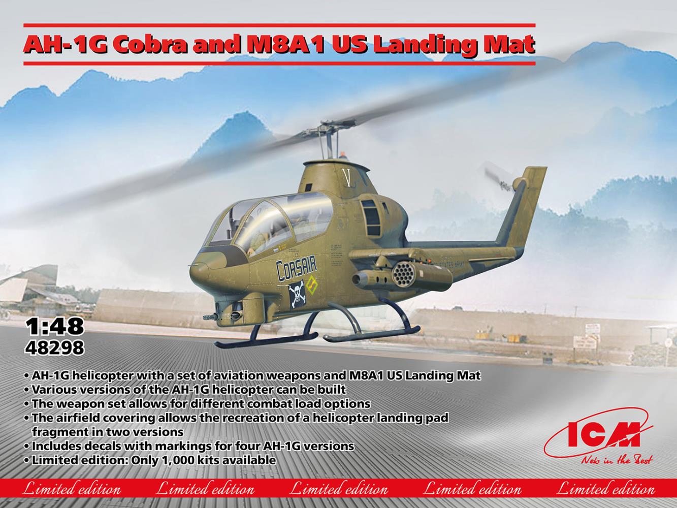ICM 48298 AH-1G Cobra and M8A1 US Landing Mat 1:48 Bausatz