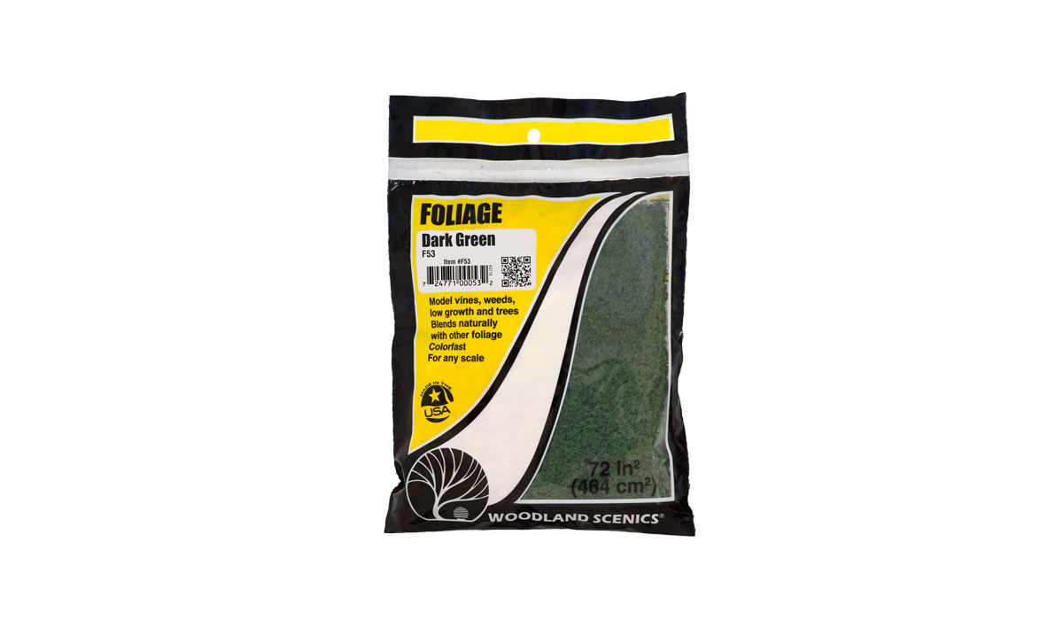 Woodland Scenics F53 Belaubung dunkelgrün 72 in2 (464 cm2) Neu OVP