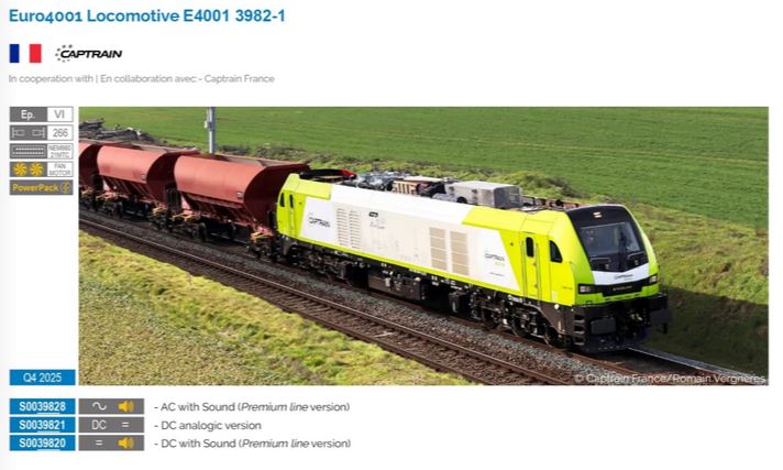 Sudexpress S0039820 Captrain France E4001 3982 DCC Sound Spur H0