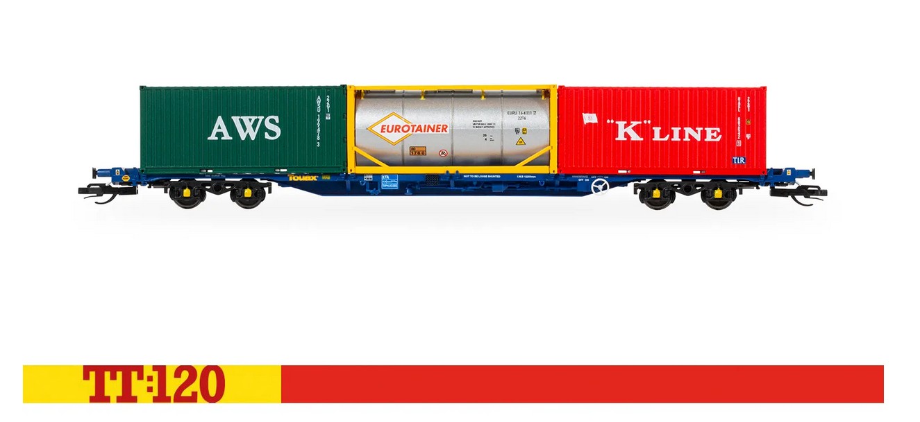 Hornby TT6030 Touax KFA Container Wagon 3x20 Containers Spur TT
