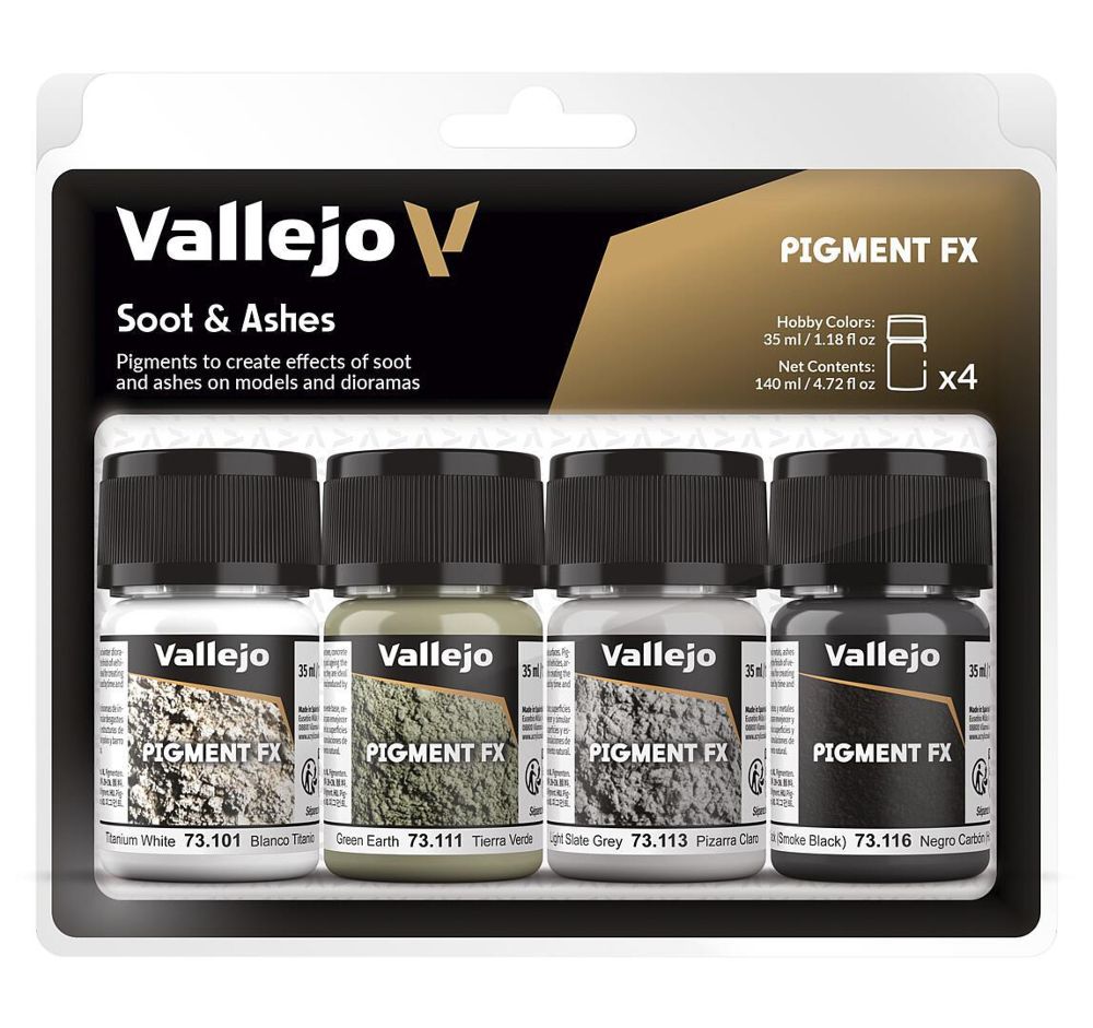 Vallejo 73193 Pigment-Set Ruß und Asche 4 x 35 ml NEU OVP