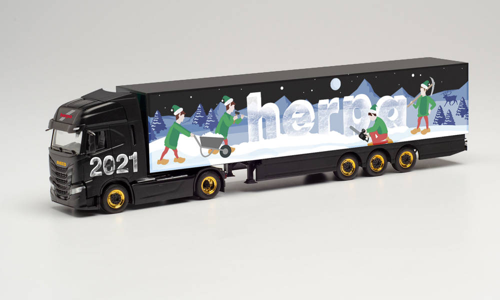 Herpa 314176 Iveco S-Way Koffer-Sattelzug - 1:87 - Standmodell
