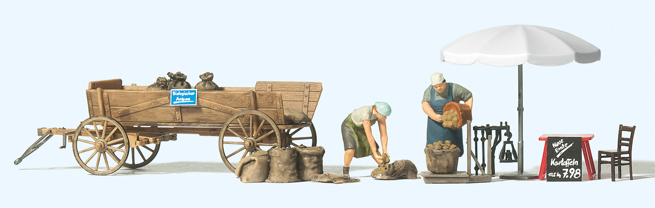 Preiser 10742 Marktstand Kartoffelverkauf 1:87 Spur H0 Neu OVP