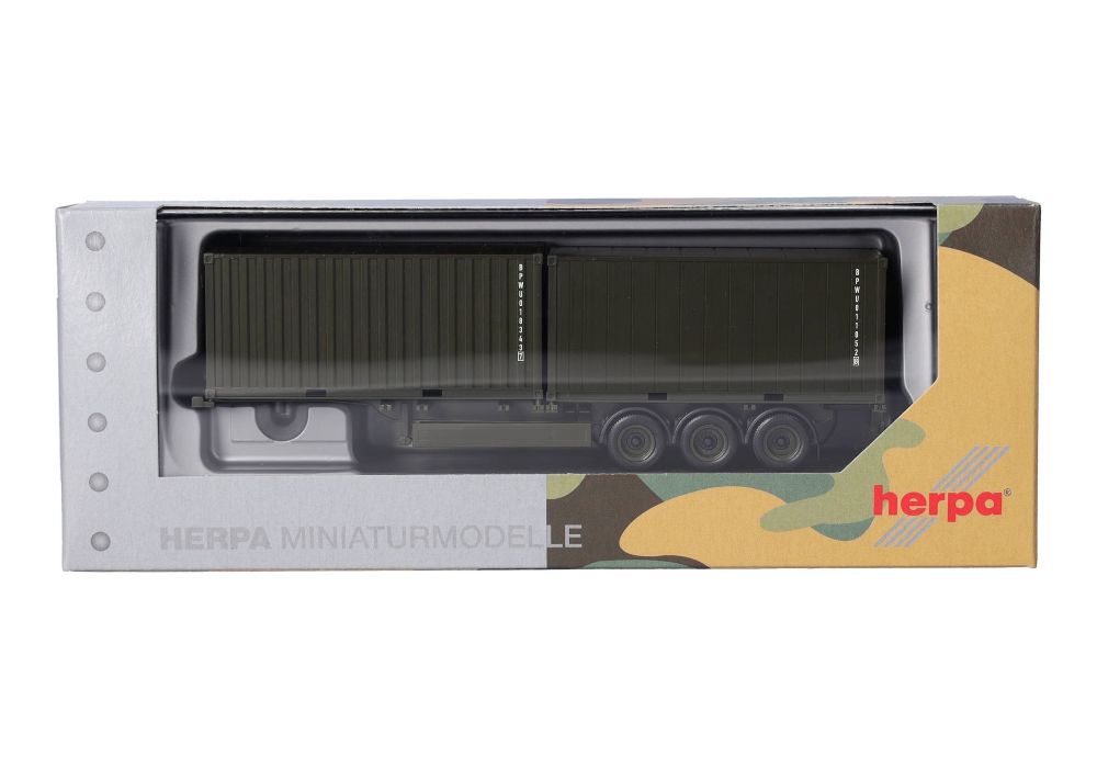 Herpa 747240 Cont.-Aufl. 3achs 2 x 20ft. Container Bundeswehr 1:87