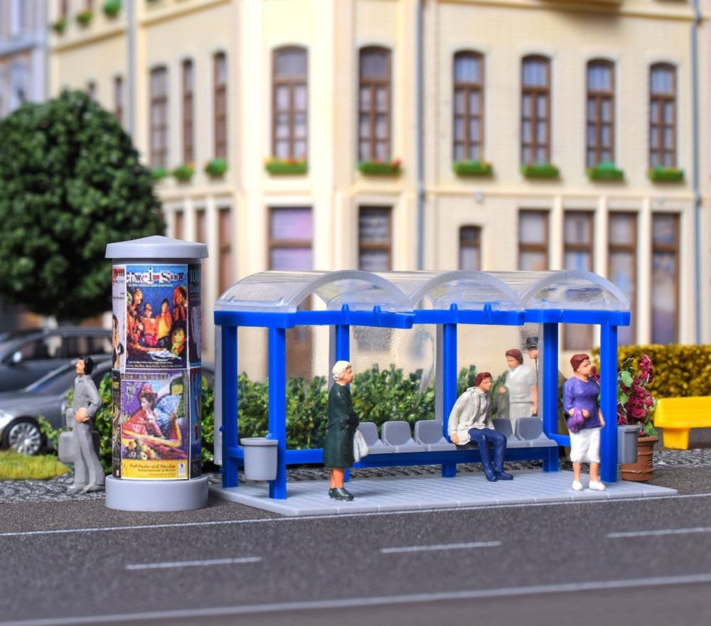 Kibri 38142 H0 Deko-Set Bushaltestelle Bausatz 1:87