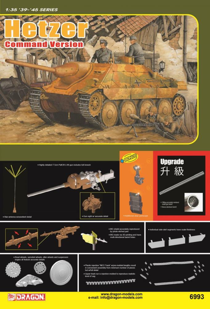 Dragon 6993 Hetzer Command Version 1:35 Modellbausatz Neu OVP