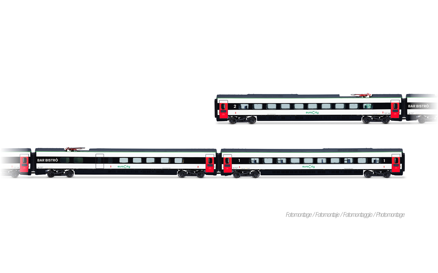 Arnold HN3516 FS Trenitalia, 3-tlg. Set Zwischenwagen des ETR 610, neue Eu