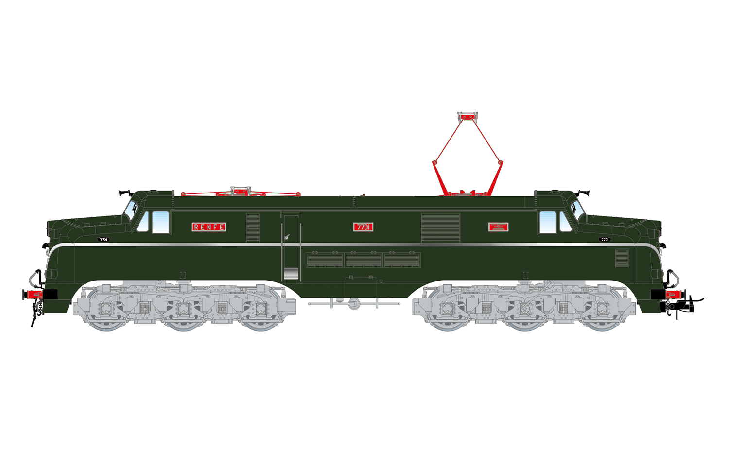 Electrotren HE2040 RENFE, sechsachs. Elektrolokomotive 7700, dunkelgrün-silbern