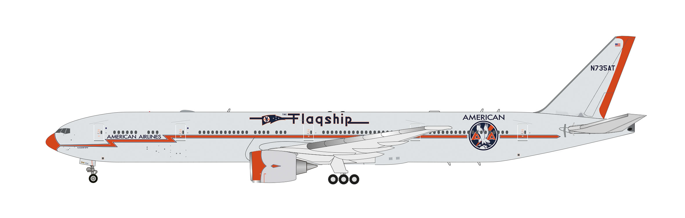 Herpa 614986 B777-300ER AA FlagshipHeritage